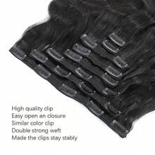BINF 8-24Inch Clip In Human Hair Extensions Body Wave Real Human Hair Clip In Hair Extensions For Women 8pcs 120g Clip Ins Double Weft Human Hair Extensions - Natural Black - 查看 3