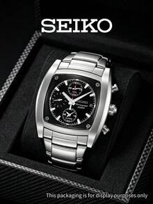 Seiko SNAA97J1 男士石英表，黑色表盘，不锈钢表带，商务休闲腕表，带日期显示，男士礼品 - 銀色 - 查看 1