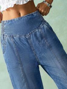 BohoFeels Pantalones acampanados de unicolor casual de vacaciones para mujer - Lavado ligero 2 - Ver 4