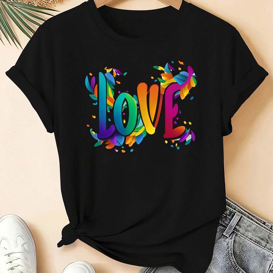 Comfclothestable T-Shirt fclothes Essential Women, Soft Round Neck, Fashion Print - Negro - Ver 1