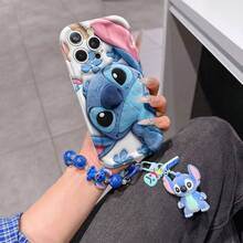 Disney Has Authorized, Phone Case - Chain Set, The Stitch Lilo & Stitch 3D Phone Case Plus A Silicone 3D Stitch Bracelet With Metallic Ring Removable Bracelet, Stitch And Angel Pattern, Compatible With Iphone17/16/15/14/13/12/11/XS/XR/X Plus Pro Max, A Stylish Cartoon Phone Case, The Perfect Gift Choice, Phone Protection, Durable Phone Cover, Great Gift For Friends And Family. - 白色 - 查看 6
