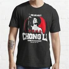Camiseta negra de manga corta informal de largo regular para hombre de la Academia de Kung Fu Chong Li - Negro - Ver 1