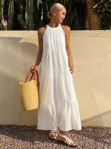 Vestido casual blanco de mujer para vacaciones, nuevo atuendo de verano para crucero de mujer estilo bohemio - Blanco - Ver 4