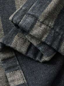 Jeans rectos de ajuste holgado con parches de cuadros y rayas para mujer, uso casual de oficina, otoño/primavera - Azul lavado oscuro 2 - Ver 8