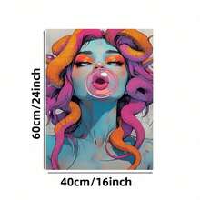 Enmarcado 1 lienzo decorativo de pared con marco de  | Serpiente de Medusa, decoración de fondo, regalo de cumpleaños y festivo, ideal para sala de estar, dormitorio, oficina, listo para colgar, 40 x 60 cm (16 x 24 pulgadas). - Enmarcado - Ver 6