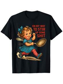 Camiseta retro para mujer adulta con la frase humorística "Quiero causar un poco de problema".| Tela suave negra unisex, 100%, cuello redondo, estilo casual, adecuada para todas las estaciones, regalo ideal para el Día de San Valentín, Carnaval, Ramadán y cumpleaños para hombres, mujeres y amigos. - Negro - Ver 1