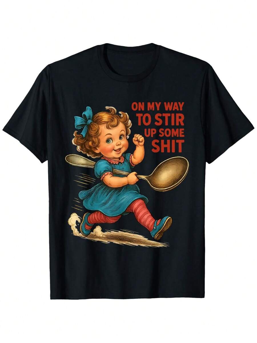 Camiseta retro para mujer adulta con la frase humorística "Quiero causar un poco de problema".| Tela suave negra unisex, 100%, cuello redondo, estilo casual, adecuada para todas las estaciones, regalo ideal para el Día de San Valentín, Carnaval, Ramadán y cumpleaños para hombres, mujeres y amigos. - Negro - Ver 1