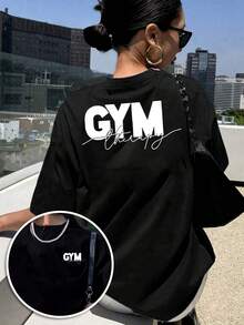 Short-Sleeved T-Shirt With Front And Back Print - Short-Sleeved T-Shirt With Round Neck And "Relax, G" Print - Modern Casual Wear, Comfortable And Breathable, A Versatile Classic Garment For Spring And Summer, Y2k Style. - 黑色 - 查看 2