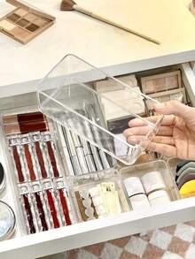 1/3/4/6/7/8/10/11pcs Desktop Cosmetic Storage Box, Combination Transparent Plastic Drawer Storage Box Set, Transparent Cosmetic Storage Box, Exquisite Storage Box, Desktop Drawer Divider Storage Box And Storage Box, Suitable For Cosmetics, Jewelry, Kitchen, Bedroom, Bathroom, Office, Party Desktop Drawer Decoration - Clear - View 11