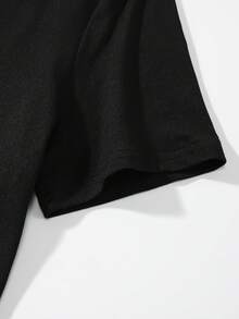 Camiseta Casual de Talla Grande para Mujer - Camiseta con Estampado "Little Miss Kindergarten" y Letras Coloridas, Cuello Redondo, Manga Corta, Poliéster Ligero, Perfecta para Verano y Primavera, Estilo Y2k - Negro - Ver 4