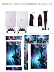 6 miếng dán họa tiết mây sét màu xanh nhạt dành cho đĩa game console, chống bụi và chống mài mòn. - Xem 7