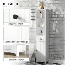 Armario de baño, armario alto con 3 estantes, 1 cajón, mueble de baño, estante de baño, armario de baño, mueble de baño, blanco, 34x24x170,5cm - Blanco - Ver 5