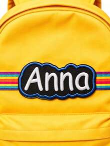 Custom Bubble Name Patch With Embroidered Name, Personalized Hook And Loop Label For Jackets & Bags, Customized Aesthetic Letter Badge, Customizable Cute Cloud Style Decor, Daily Wear Accessory, Kawaii Fashion Accent, Birthday Gift - Style B - View 3