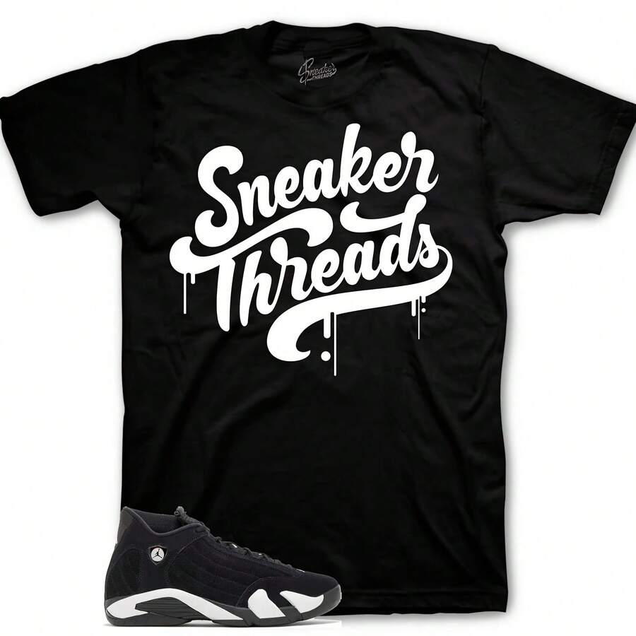 Camisetas a juego con el modelo Retro 14 en blanco y negro AJ14 - Sneaker Threads Drip Tee - forma - Ver 1