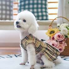 Bộ váy liền thân kẻ caro cổ điển cho chó, trang phục thú cưng dễ thương phù hợp cho đám cưới, sinh nhật và các bữa tiệc. - màu đen - Xem 5