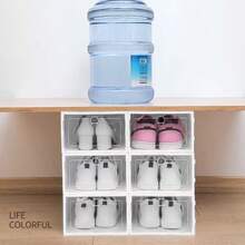 36/24/12/6pcs Foldable Moisture Proof And High Load-Bearing Shoe Storage Boxes, Stackable And Easy Assembly, Stackable Rectangle Sneaker Storage Display Cases For Closet Plastic Shoes Storage Box With Magnetic, Shoes Organizer For Men And Women - View 4