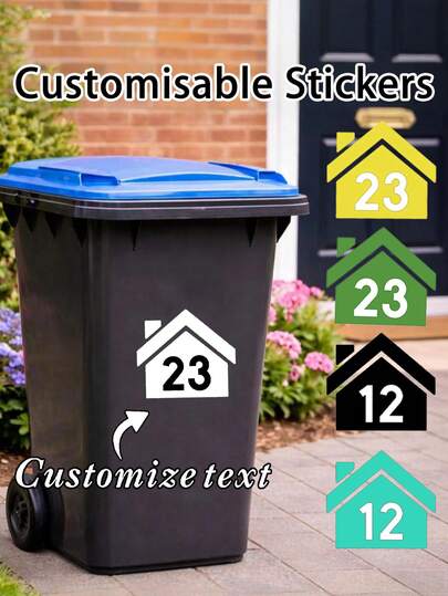 Trash Can Sticker Packs (1, 3, Or 5 Count): Customizable Labels, Mailbox Numbers, And Street Name Decals. Custom Street House Numbers And Bin Identification Stickers-Waterproof, Durable, Self-Adhesive, And Easy To Apply. Available In A Variety Of Colors; Suitable For Trash Cans, Mailboxes, Front Doors, Recycling Bins, And Street Names-Perfect For Outdoor Residential And Property Signage.