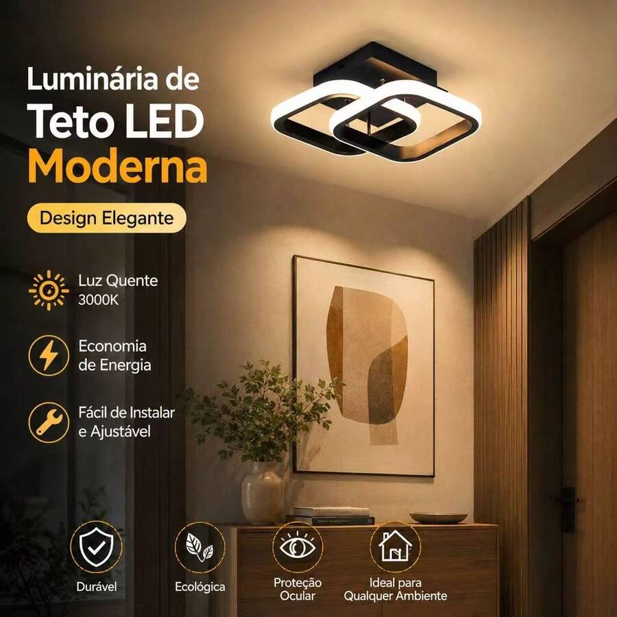 One-Piece Indoor Pendant Light, Double-Sided Ceiling Light, 3000K-6000K, Suitable For Hallways, Staircases, Balconies, Terraces, Living Rooms, And Kitchens. - Black - View 1