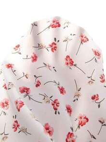 Blusa casual de mujer con estampado de cerezas, cuello plisado y mangas cortas de campana en silueta "H", para uso diario y vacaciones - Multicolor 3 - Ver 6