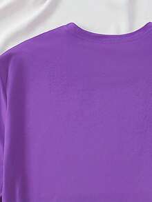 Talla Grande - Talla Grande - Camiseta para Mujer, con Estampado de Gato y Corazón, Estampado de Letras, Talla Grande, Cuello Redondo - Morado - Ver 5