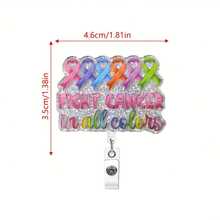 1pc Rainbow Pattern Retractable Badge Reel - "Fight Cancer With All Colors" Design, Suitable For Nurses, Doctors, Medical Assistants, LPNs Acrylic ID Holders - Great Gift For Nurses Day, Office Workers, Registered Nurses And Practicing Nurses - Multicolor - View 2