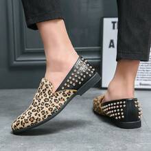 ZCZ Men's Leopard Print Loafers, Slip-On Casual Leather Shoes, Low-Top Moccasins - Leopard Print - View 7