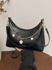 Korean Style Versatile Sling Bag, New Arrival Sweet Elegant Chain Shoulder/Underarm Bag - Black - View 9