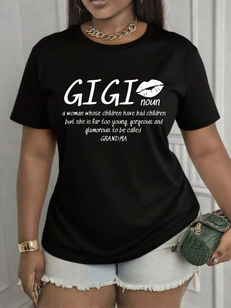 Camiseta Gigi para Mujer, Camiseta con Estampado Gráfico Gigi de Moda, Camiseta Grandma Nana Life, Camiseta La Mejor Abuela del Mundo, Camiseta In My Gigi Era, Camiseta Casual de Corte Regular Lavable a Máquina para Atuendo Informal, Suéter Cómodo, Camiseta de Verano para Regalo de Cumpleaños a Gigi - Negro - Ver 1