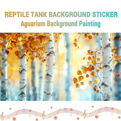 Hojas de otoño del bosque, pintura de fondo para acuario, pegatina de fondo para acuario, pegatina de fondo para jaula de reptiles, autoadhesiva frontal, decoración de paisaje para acuario, decoraciones para acuario