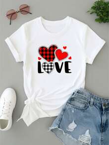 Camiseta de manga corta de cuello redondo blanco de las mujeres, una camiseta de verano casual que es suave y transpirable, perfectara casa, vies y - un regalo i para el día de la madre y lascua, con ropa de ca de moda y un estilo lindo - Blanco - Ver 2