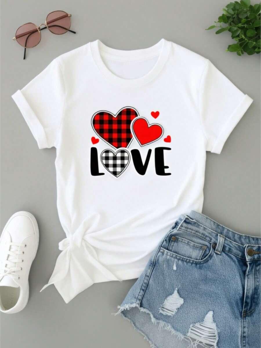 Camiseta de manga corta de cuello redondo blanco de las mujeres, una camiseta de verano casual que es suave y transpirable, perfectara casa, vies y - un regalo i para el día de la madre y lascua, con ropa de ca de moda y un estilo lindo