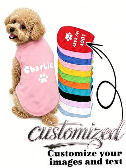 Personalized Cat & Dog Clothes, Customized Waffle Pattern Pet Vest, Suitable For Spring & Autumn Wear For Small & Medium Dogs, Ideal Pet Christmas & New Year Gift, Fashionable, Cute, Colorful, Unique, Customized Home Goods, Ideal Gift For Him, Her, Family, Friends, Pet Lovers, Suitable For Anniversary & Birthday Occasions