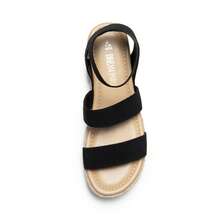 Womens Open Toe Espadrilles Dressy Platform Sandals Slip On Elastic Ankle Strap Wedges Sandals - Black - View 9