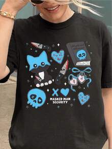 Women's T-Shirt <Lights Out>, Book Lover T-Shirt, Romantic Gift For Readers, Erotic T-Shirt, Lights Out Product, Gift For Readers, BookTok T-Shirt, Navia Allen T-Shirt 817627, Women's Night Out Tops - 黑色 - 查看 7