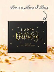 1pc Personalized Horizontal Guest Book, Customized Birthday Party Sign-In Book, Personalized Birthday Guest Book, Personalized Wedding Guest Book, Customized Wedding Commemorative Photo Album, Suitable For Weddings, Engagements, Anniversaries, Parties And Other Occasions, Ideal Gift For Newlyweds, Couples, Family And Friends - Multicolor - View 3