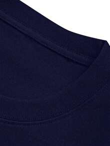 ¡Novedad! Blusa de manga corta para mujer, diseño liso, ideal para estar en casa o para uso casual. Oferta por tiempo limitado. Preciosa blusa, cómoda y de largo regular. Lavable a máquina. - Azul oscuro - Ver 8