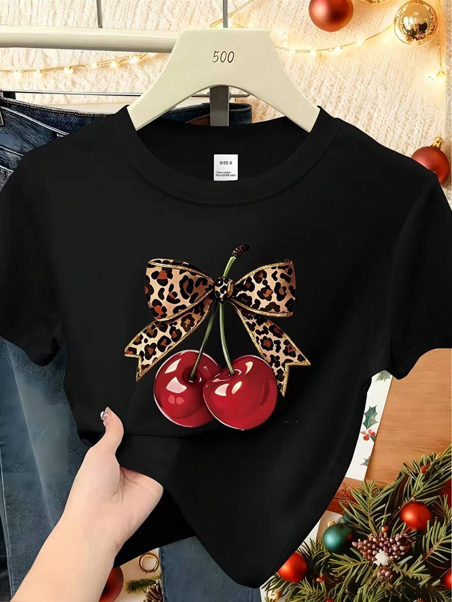 Soft 100% Cotton T-Shirt With A Round Neck And Short Sleeves, A Casual Top For Spring And Summer, Standard Size For Women. Breathable Cotton T-Shirt, Goes With Everything And Stays Cool. - 黑色 - 查看 1