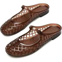 Summer Jelly Sandals For Women, Fashion Jelly Sandals Casual & Stylish Shoes, Elegant High Heel Soft Comfort Breathable Daily Outdoor Footwear - 摩卡棕 - 查看 3