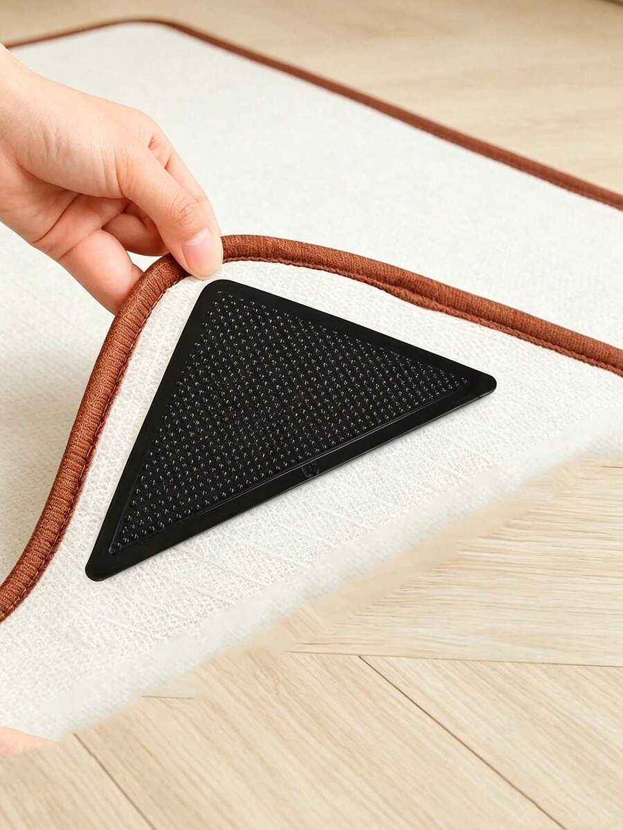 8pcs/2pcs Almohadillas Antideslizantes para Alfombras - 4 Almohadillas Antideslizantes Principales + 4 Almohadillas Auxiliares. Diseño Triangular Negro: Almohadillas Antideslizantes Triangulares Diseñadas Específicamente para Sofás y Alfombras | Almohadillas Adhesivas de Doble Cara - Multicolor - Ver 1