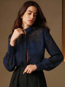 Women Blouses & Shirts - Navy Blue - View 8