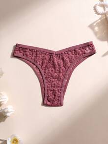 5pcs/Set Celana Dalam Wanita Seksi Berwarna-warni dengan Renda, Pinggang V, Celana Dalam Bikini Nyaman dan Bernapas - MultiWarna - View 5