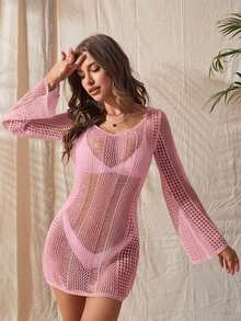 Swim Chiccia Summer Bodysuit With Tie Back And Openwork Design - Grey - View 4