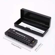 Professional Metal Harmonica, 10-Hole C Key Blues Harmonica, Durable Metal Construction And Ergonomic Design, Suitable For Beginners And Advanced Players, Portable Musical Instrument For Performance, Practice, Classroom Teaching, Party - Multicolor - View 5