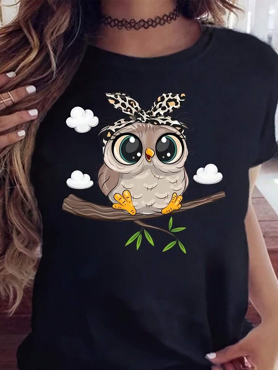 Camiseta negra casual de manga corta - Negro - Ver 1