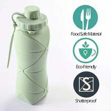 Silicone Collapsible Sports Water Bottles Outdoor Camping Folding Water Cup Large Capacity Travel Foldable Leakproof.Kettle - 綠色 - 查看 4