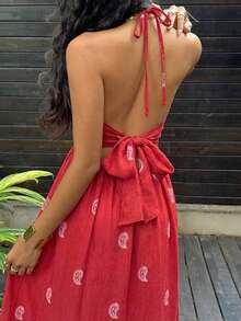 Women Midi Dresses - Rojo - View 2