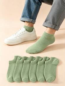 1/5/6/10 Pairs SageGreen Ribbed Ankle Socks, Breathable, Wear-Resistant, And Non Slip Socks For All Seasons, Basic Casual Socks For Men And Women - Olive Green - View 1