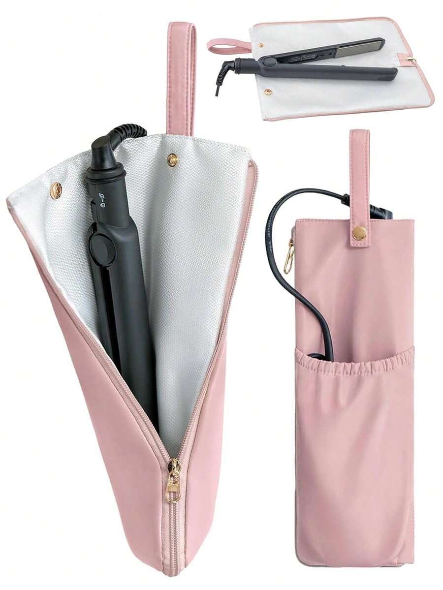 Curling Iron Flat Iron Holder Mat Heat Resistant Hair Iron Hanging Pouch Hot Hair Tool Travel Case
