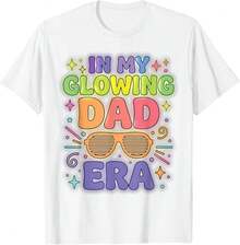 in My Glowing Dad Era - Camiseta colorida para hombre, camiseta casual de algodón puro a la moda, top básico de manga corta holgado para chicas adolescentes y damas, versátil para uso diario,  urbana, escuela, vacaciones, viajes, citas, ropa casual para salidas al aire libre. - Blanco - Ver 8