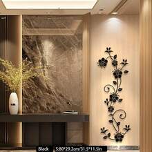 1 pièce Sticker mural de miroir acrylique floral, nécessite une installation soigneuse, il est recommandé de regarder la vidéo d'installation au préalable. Dos adhésif importé, pas de perçage nécessaire, emballage en carton rigide. Convient pour la salle de bain, le salon, le hall d'entrée, la décoration murale de la maison, décoration murale créative pour la Saint-Valentin, sticker mural, etc. - fleur - Voir 12
